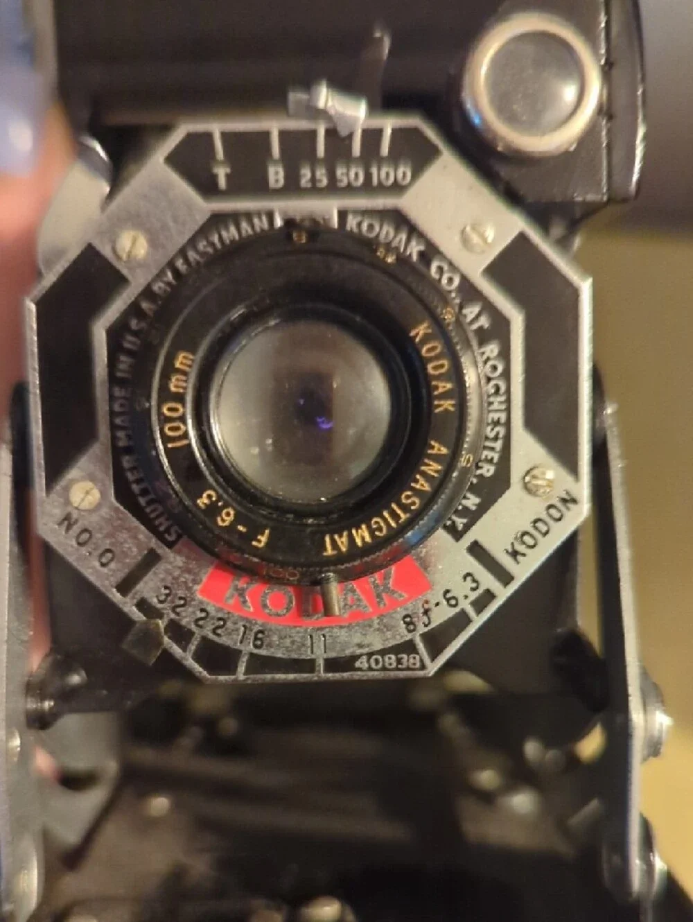 Vintage 1930s Kodak Folding Bellows Camera in Black and Chrome